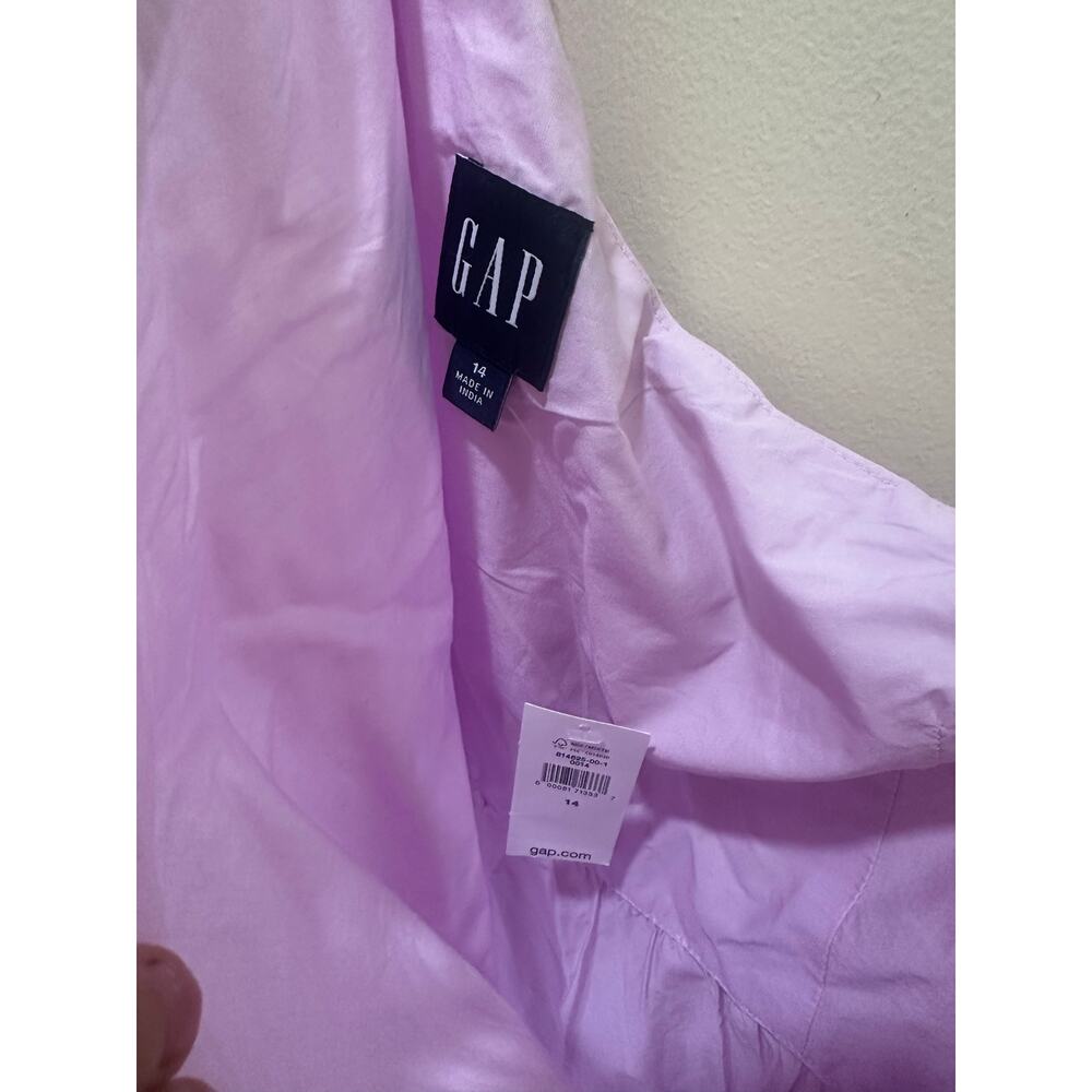 Gap Sz 14 NWT One Shoulder Midi Dress Eyelet Trim Lavender Tiered Flowy Cotton - Picture 4 of 7